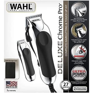 Wahl Deluxe Chrome Pro 27-Piece Corded & Cordless Hair Clipper Kit | 79524-2716