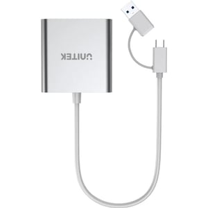 Unitek 3 Ports Card Reader USB 3.0 with USB-C Adapter White - Y-9313D