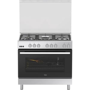Haier Free Standing 5 Burner Gas Cooker 90cm Silver/Black - HCR9060GC2
