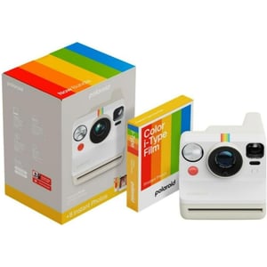 Polaroid Now Generation 3 Instant Film Camera Pebble White + 8 Photos Color Film - POL-6573