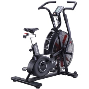 Sparnod Fitness Commercial Air Bike with Fan Flywheel, 165 Pre-Set Workout Programs, Interval Console, Adjustable Ergonomic Seat, Heart Rate Sensor, Heavy-Duty Steel Frame, 150kg User Weight Capacity – SAB-13