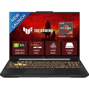 Asus TUF A16 Gaming (2025) Laptop - AMD Ryzen 7-170 / 16inch WUXGA / 512GB SSD / 16GB RAM / 6GB NVIDIA GeForce RTX 4050 Graphics / Windows 11 Home / English Keyboard / Mecha Gray / International Version - [FA607NUQ-RL048]