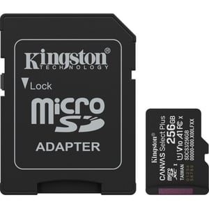 Kingston Canvas Select Plus MicroSD Memory Card With Adapter 256GB Black - SDCS3/256GB