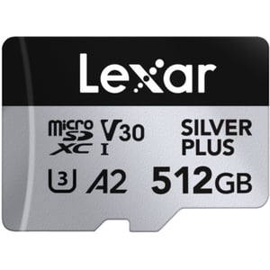 Lexar Silver Plus MicroSDXC Memory Card With Adapter 512GB Black - LMSSIPL512G-BNANU