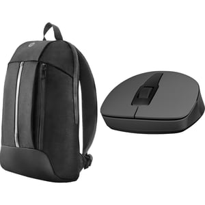 HP Laptop Backpack Black/Grey 15.5Inch - 9WOZ7AA + 2S9L1AA 150 Wireless Mouse Black
