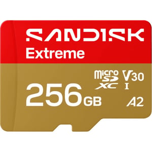 SanDisk Extreme microSD Memory Card 256GB Red/Gold - SDSQXH9-256G-GZ6MA - International Version