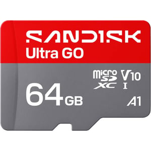 Sandisk Ultra Go MicroSD Memory Card 64GB Red/Grey - SDSQUGN-064G-GN6MN