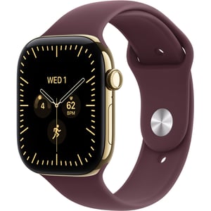Apple Watch Series 12 GPS + Cellular, 42mm Radiant Gold Titanium Case with Burgundy Sport Band - M/L - Pre-order