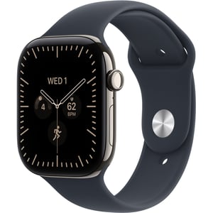 Apple Watch Series 12 GPS + Cellular, 46mm Natural Titanium Case with Navy Blue Sport Band - M/L - Pre-order