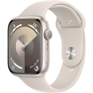 Apple Watch Series 9 GPS 45mm Starlight Aluminum Case with Starlight Sport Band S/M – Middle East Version
