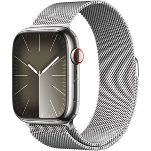 Apple Watch Series 9 GPS + Cellular 45mm Silver Stainless Steel Case with Silver Milanese Loop – Middle East Version