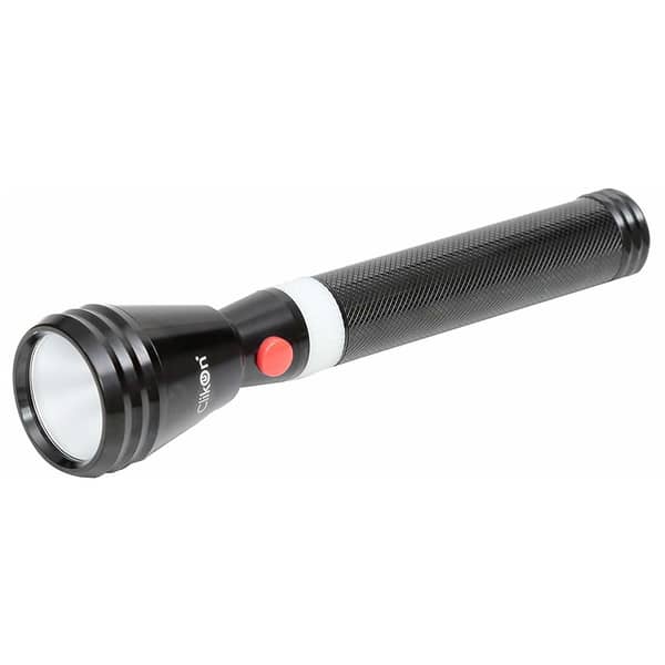 clikon rechargeable led flashlight Combo Pack of 2 Flashlights, Unbreakable Front Glass, Water Resistant 'O' ring, Supersoft Silicone Button, Charge Indicator, 5-Watts, 2 Years Warranty, Black Clikon Rechargeable LED Flash Light