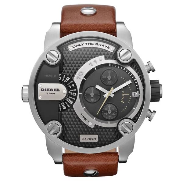 DIESEL リトルダディ DZ7264 Buy Diesel Little Daddy Chronograph Brown Leather Watch Men DZ7264