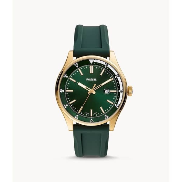 Buy Fossil Belmar Three-Hand Date Dark Green Silicone Watch  display picture 2