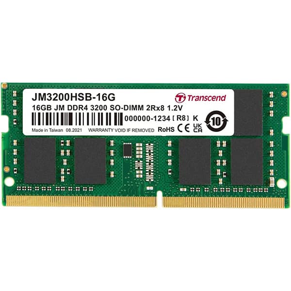 Transcend DDR4-3200 2Rx8 1.2V Laptop Memory Jet Ram 16GB Green