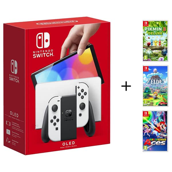 Buy Nintendo Switch Gaming Console 64GB White + 3 Assorted Games