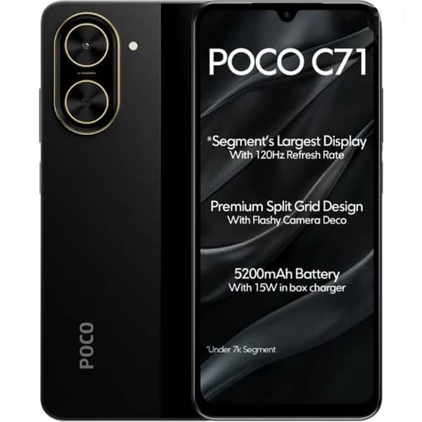 【新品】POCO C71 Black（4GB RAM / 128GB ROM） Xiaomi Poco C71 4G 128GB ROM 4GB RAM Dual SIM GSM Unlocked