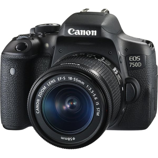 كاميرا كانون EOS 750D DSLR لون أسود مع عدسة EFS 18-55mm IS STM