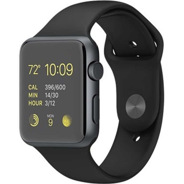 Apple watch space black stainless steel case with black sport clearance band