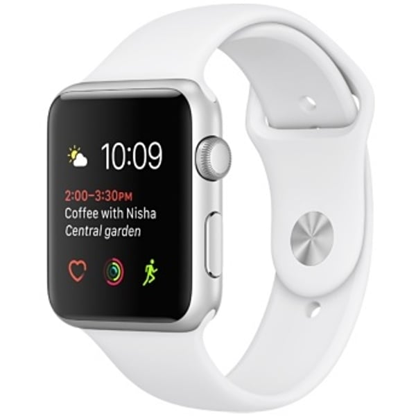 Buy Apple Watch Series 2 42mm Silver Aluminium Case with White Sport Band Online in UAE Sharaf DG