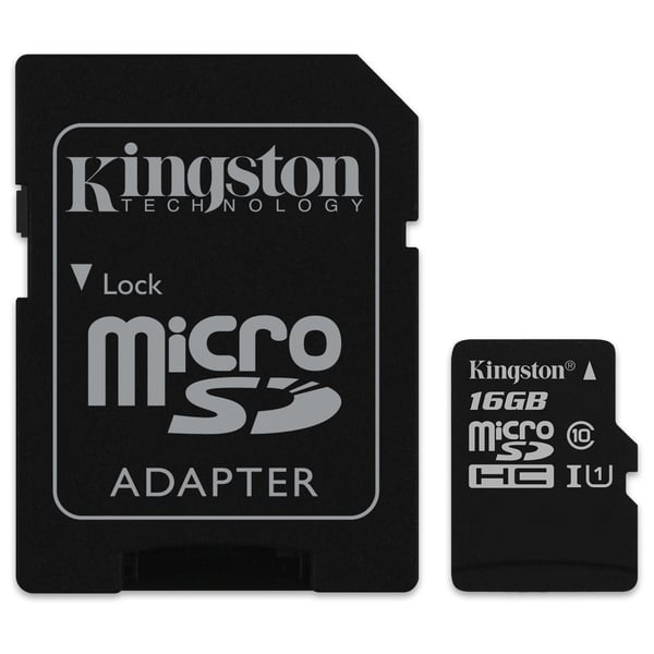 Kingston SDCS16GB Canvas MicroSDHC Class10 Memory Card 16GB With SD Adapter