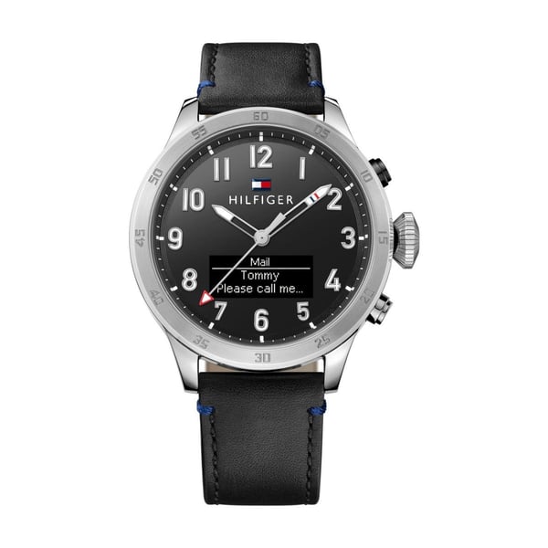 Tommy Hilfiger SMART Watch For Men with Black Leather Strap