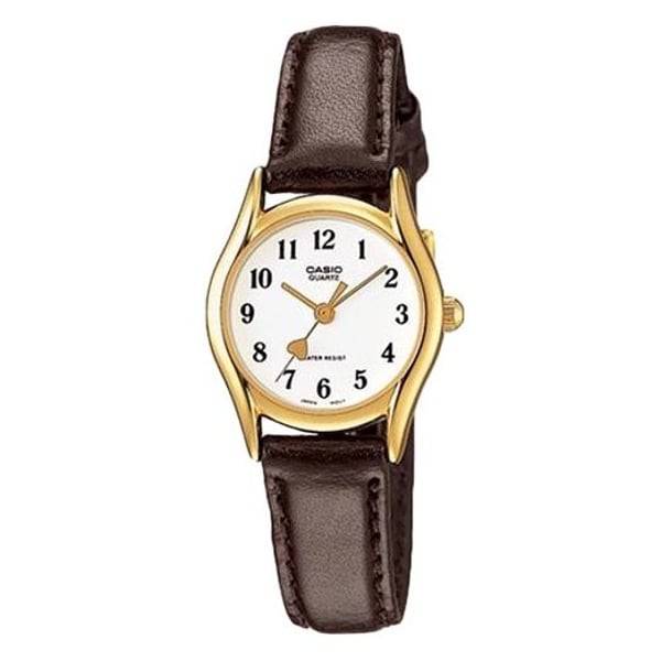 Casio women's watch store leather strap