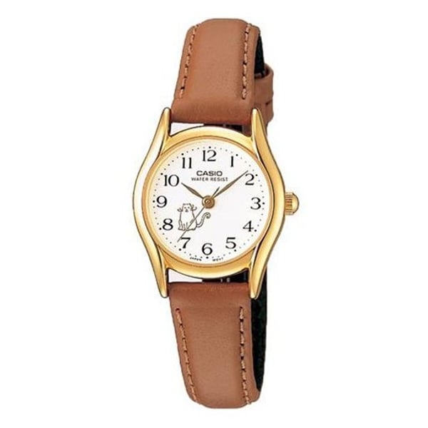 Casio leather strap store women's watch