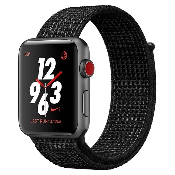 Buy Apple Watch Nike GPS Cellular 38mm Space Grey Aluminium Case with Black Pure Platinum Nike Sport Loop Online in UAE Sharaf DG