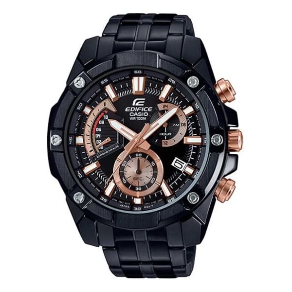 Casio edifice black store and gold watch