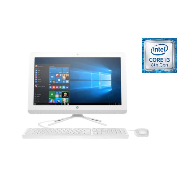 HP 22-C0001NE All-in-One Desktop - Core i3 2.2GHz 4GB 1TB Shared Win10 21.5inch FHD Snow White English/Arabic Keyboard