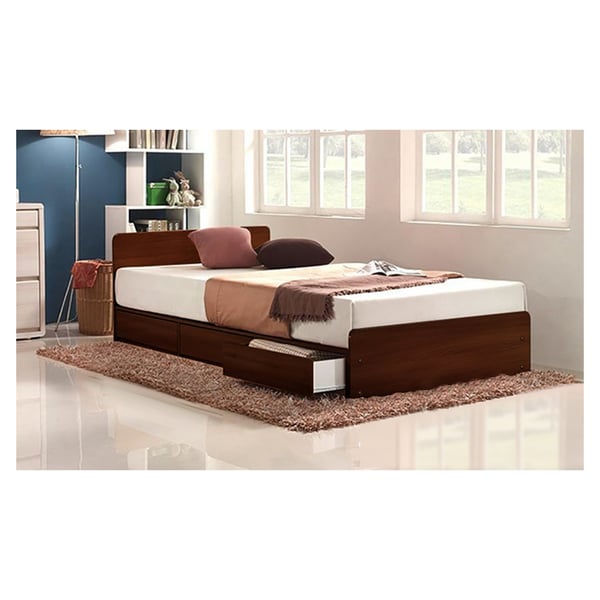 Three-Drawer Storage King Bed With Mattress Brown