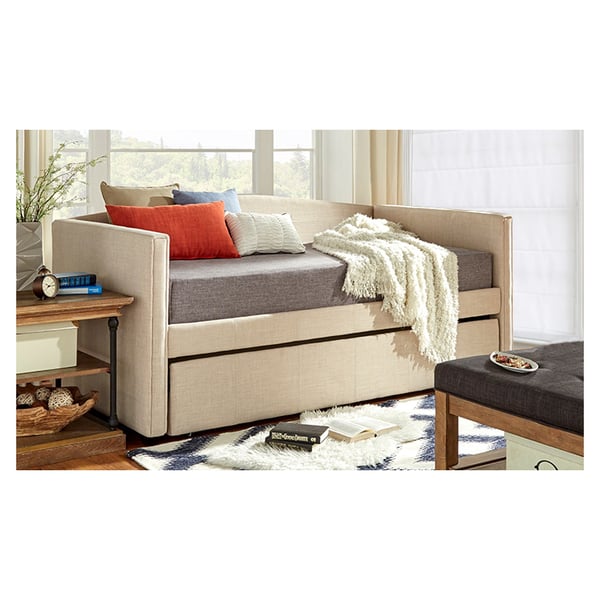 Shelter Arm Daybed and Trundle Day Bed only Beige