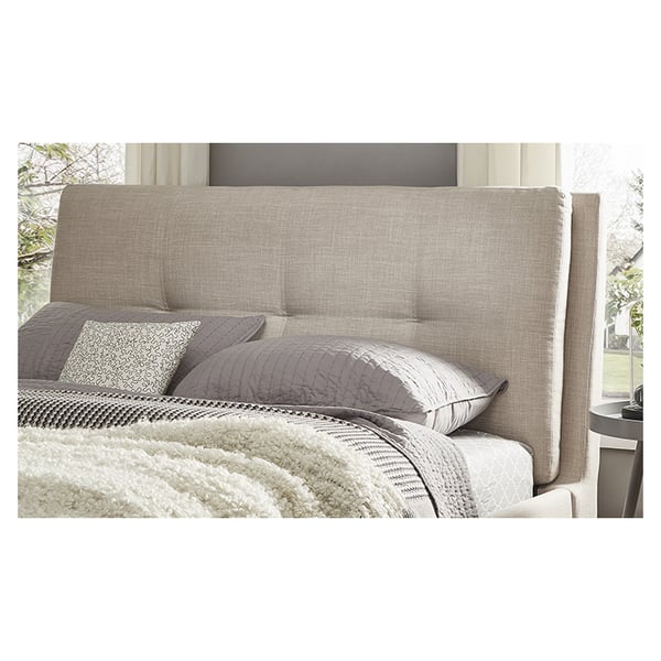 Plush Tufted Padded Headboard King with Mattress Beige