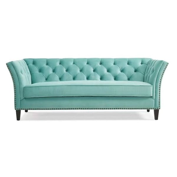 Gilmore Chesterfield Sofa in Turquoise Blue Color