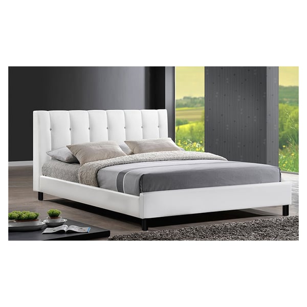 White leather deals king size bed