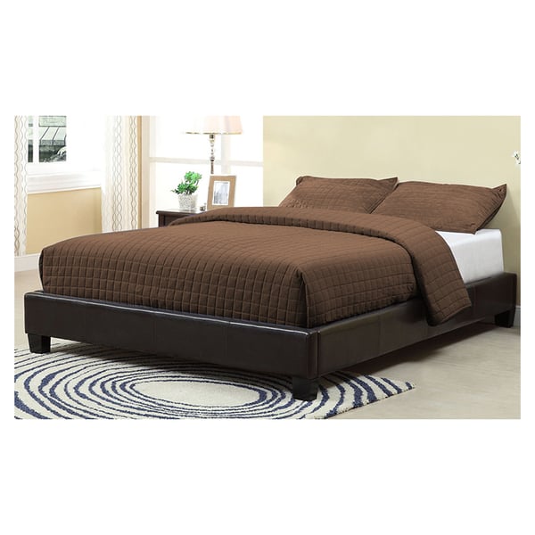 Brown Upholstered Platform Queen Bed without Mattress Brown