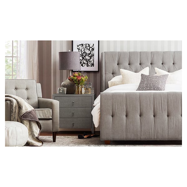 David Tufted Wingback Upholstered King Bed without Mattress Grey