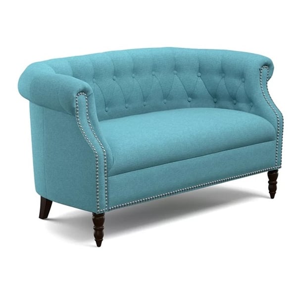 Huntingdon Chesterfield Loveseat in Turquoise Blue Color