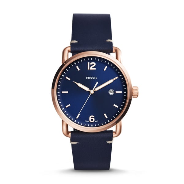 Fossil FS5274 The Commuter Three-Hand Date Blue Leather Watch