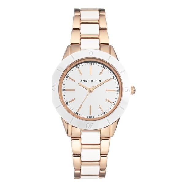 Anne klein white shop and gold watch