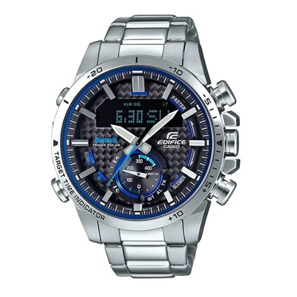 Edifice casio silver tone best sale hybrid watch