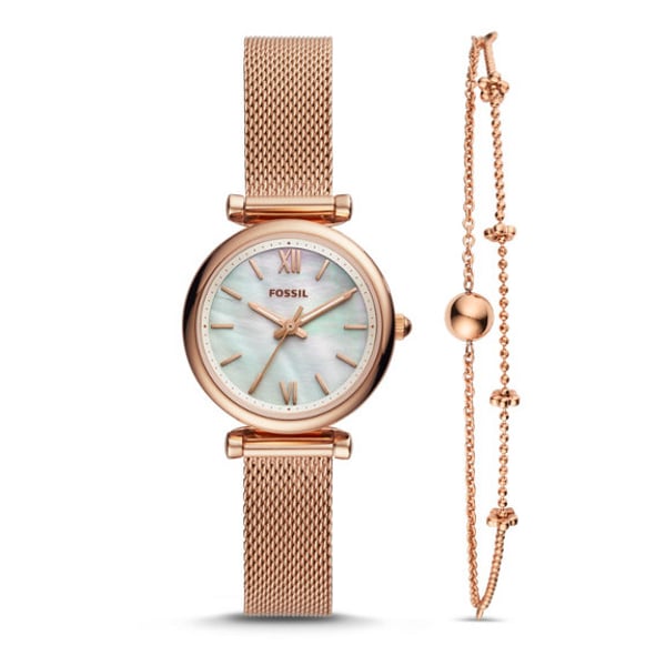 Fossil carlie mini stainless steel online watch