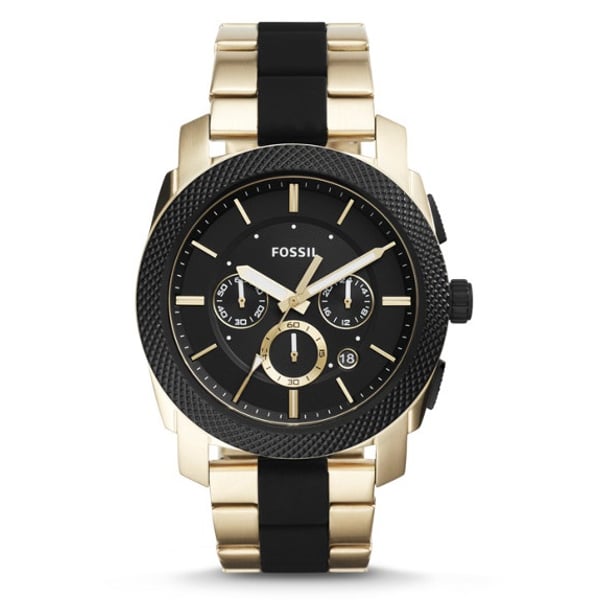 Gold and black online fossil watch