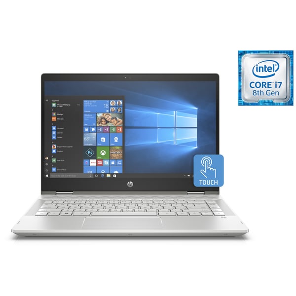 HP Pavilion x360 14-CD1007NE Convertible Touch Laptop - Core i7 1.8GHz 12GB 1TB+128GB 4GB Win10 14inch FHD Silver