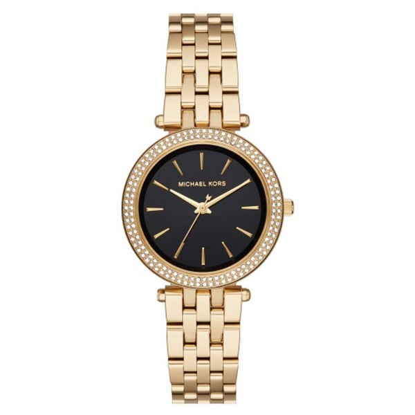 Michael kors women's gold sale watch with black face