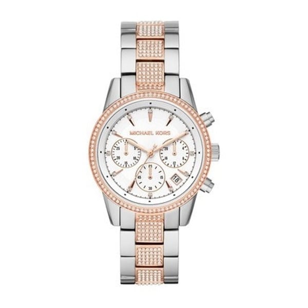 Michael kors ritz outlet pave gold tone watch