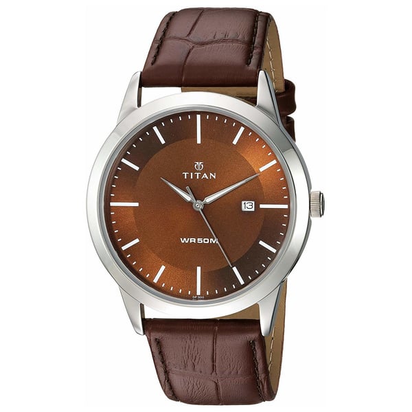 Buy Titan 1584SL04 Brown Dial Analog Watch with Date Function for Men ...