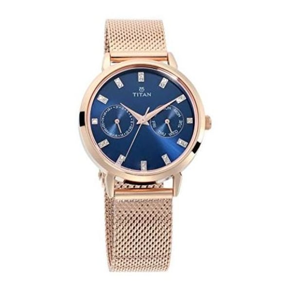 Titan analog rose cheap gold dial women's watch