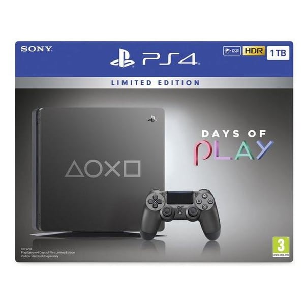 Sony PlayStation 4 Slim Console 1TB Steel Black - Middle East Version with Days Of Play Limited Edition